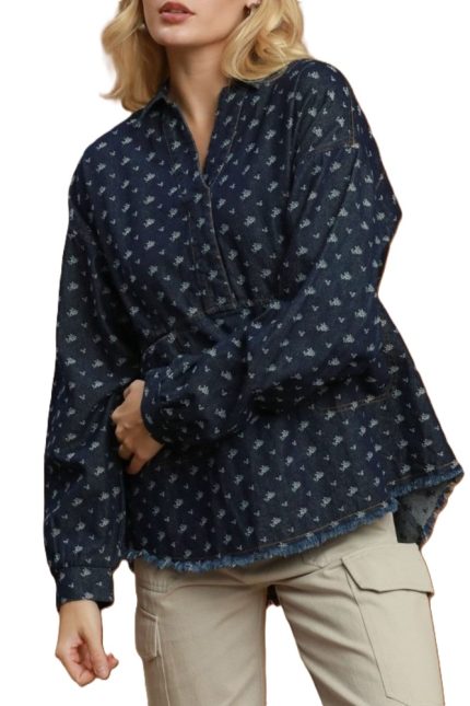 Mineral Wash Print Oversized Pullover Top
