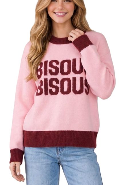 Long Sleeve Bisous Graphic Sweater Top