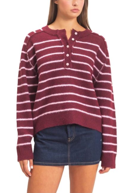 Stripe Henley Sweater