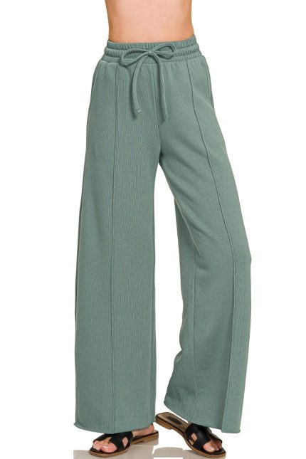 Fleece Pintuck Wide Leg Pants
