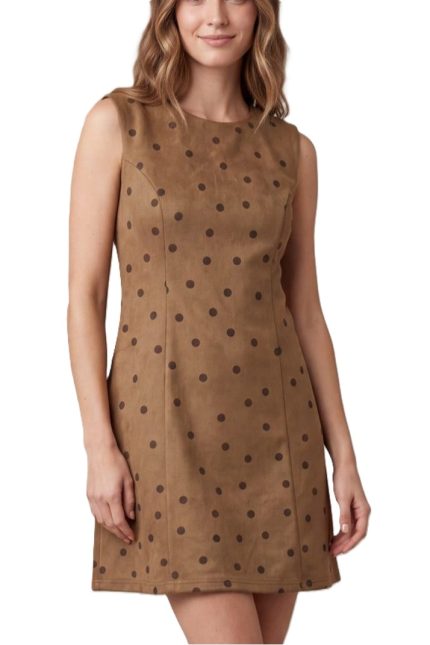 Polka Dot Suede Mini Dress