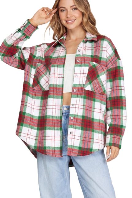 Plaid Shacket With Front Pockets