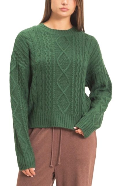 Cable Knit Crew Neck Sweater