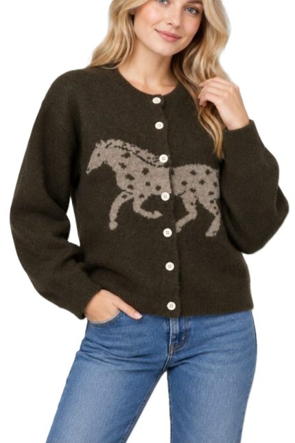 Spotted Horse Intarsia Cardigan