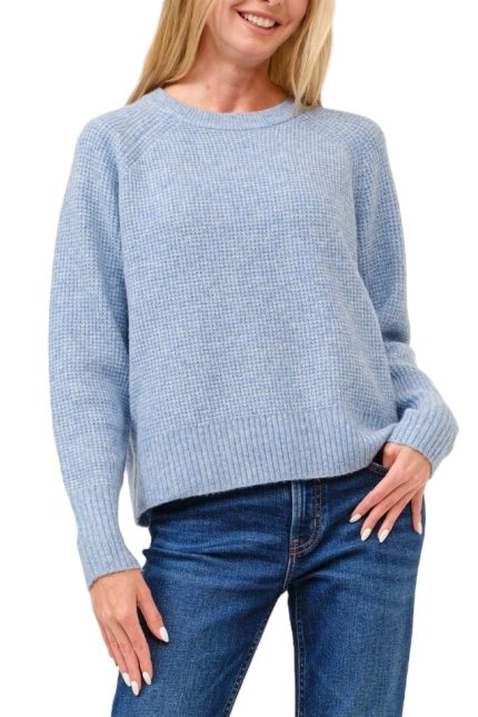 Crewneck Waffle Pullover Sweater