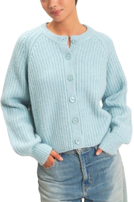 Ribbed Button Front Cardigan
