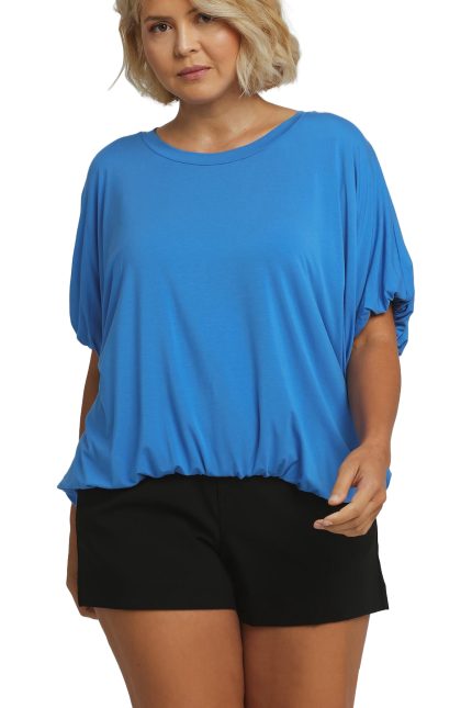 Plus Double Lined Bubble Sleeve And Hem Top