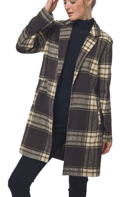 Single-breasted Plaid Walker Coat