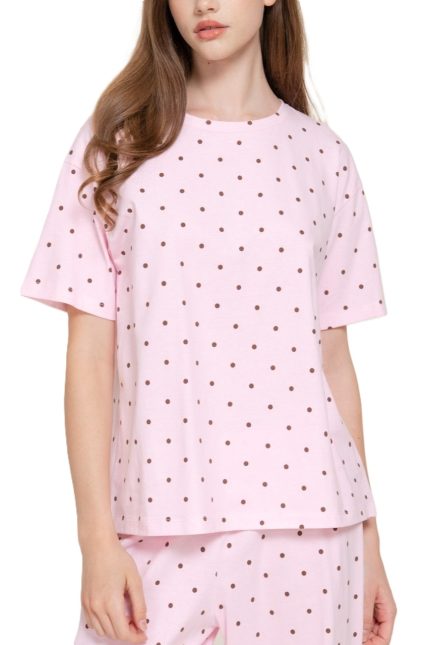 Short Slv Round Neck Dot Print T-shirt