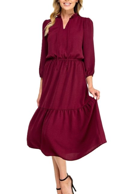 Solid Midi Dress