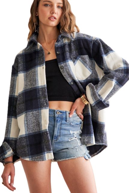 Plaid Flannel Shirt Jacket Shacket