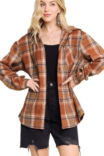 Plus Plaid Button Down Shacket