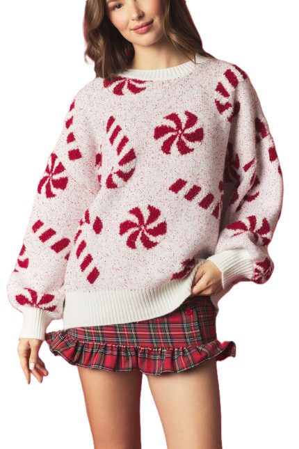 3d Candy Cane Knit Sweater
