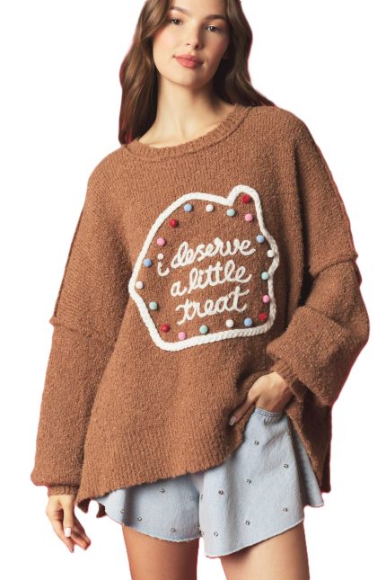 Ginger House And Pompom Details Oversized Sweater