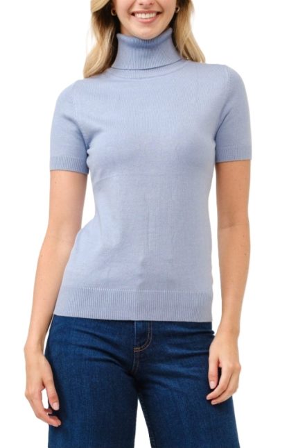 Turtle-neck Short-sleeve Pull Over Sweater