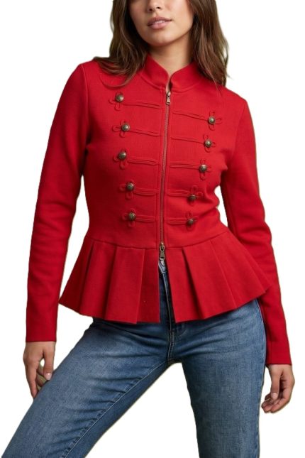 Napoleon Style Button Accent Knit Sweater Jacket