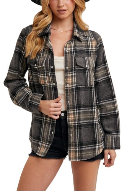 Button Down Plaid Shacket