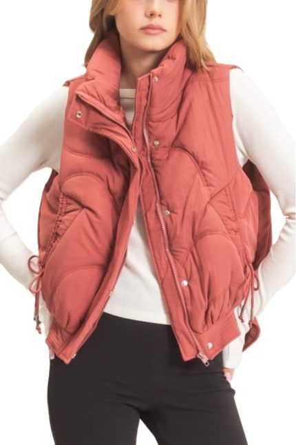 Quilted Funnel Neck Puffer Vest