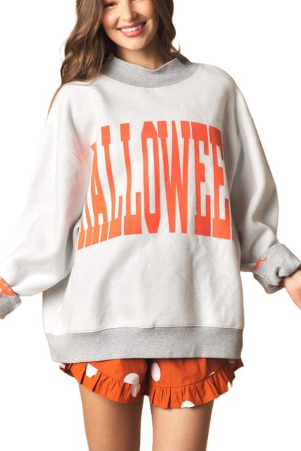 Reversible Halloween Printed Fleeced French Terry Mock Neck