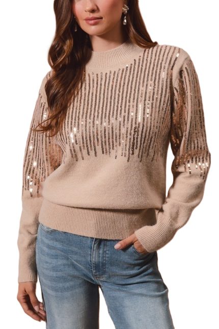 Sequins Embellished Holiday Sweater Top
