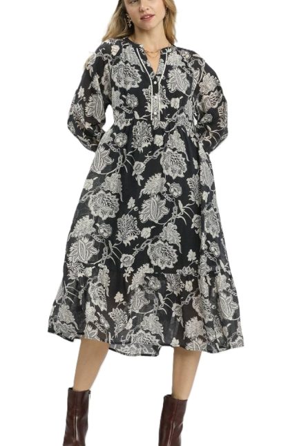 Floral Print Boho Midi Dress