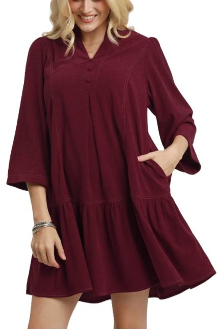 Pleated Ruffle Hem Dress