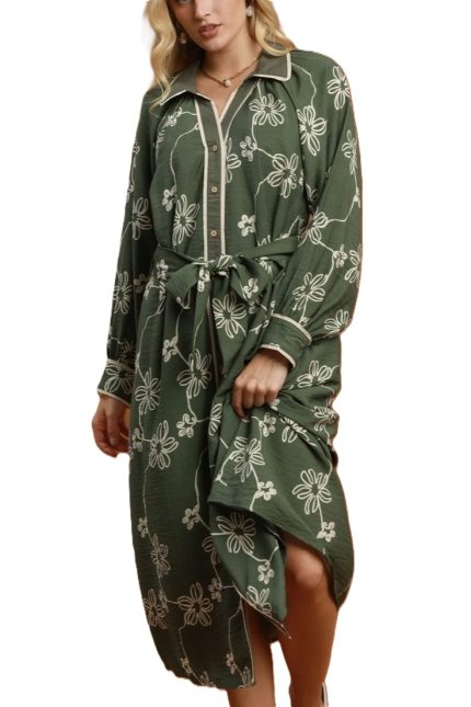 Floral Print V-neck Midi Dress