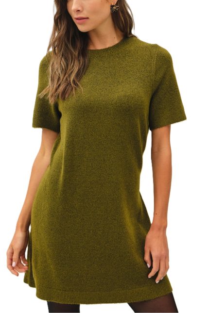 Short Sleeve Knit Dress With Waist Belt