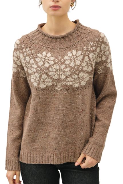 Nordic Pattern Wool Blend Sweater