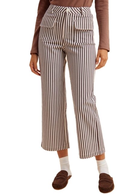 Striped Cotton Two Pocket Pants