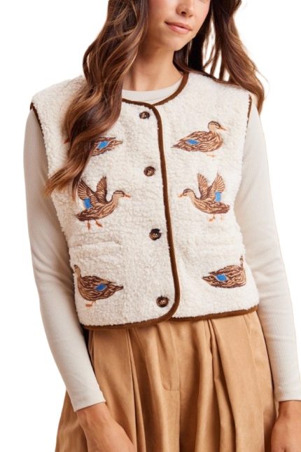 Mallard Duck Embroidery Fleece Vest