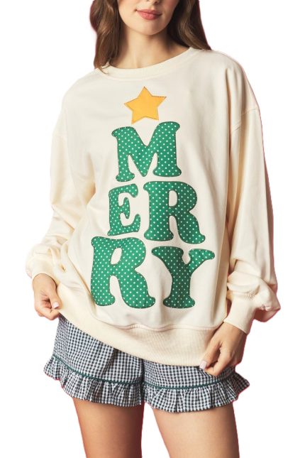 Merry Polka Dot Tree Patch Sweatshirt