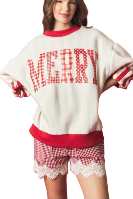 Merry & Stripe Reversible Fleeced Mock Neck Sweatshirt