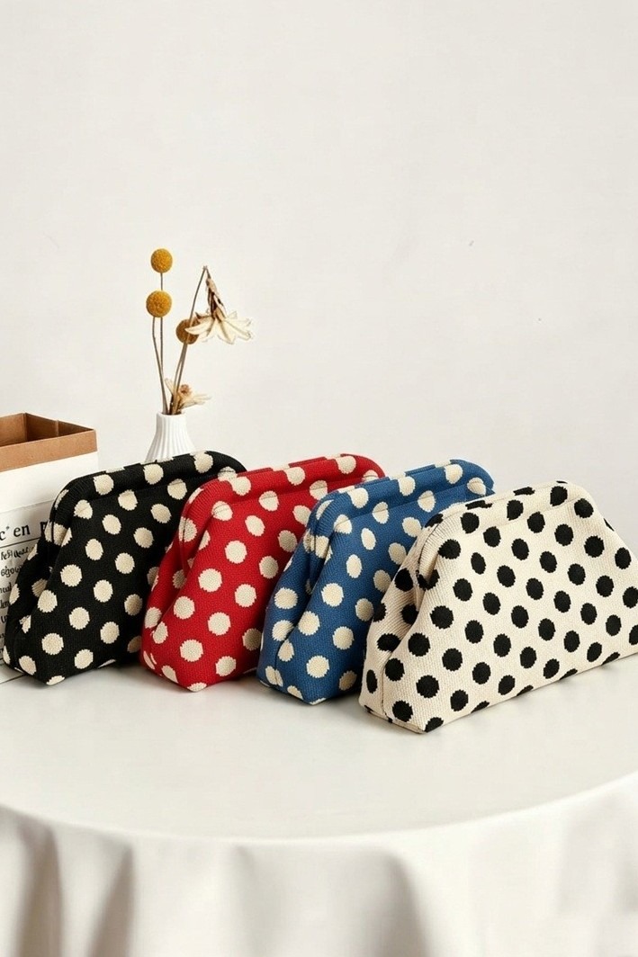 Polka Dot Clasp Clutch Bag