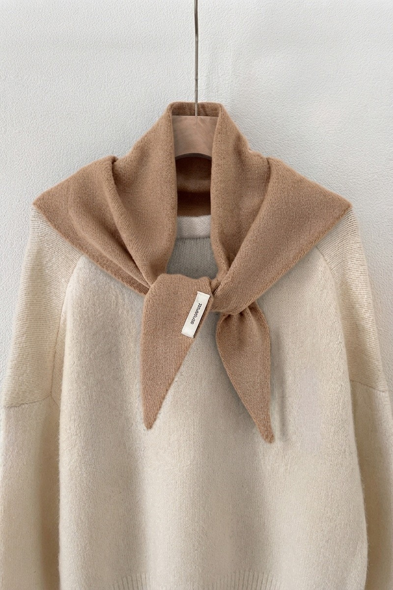 Solid Color Soft Wool Cashmere Blend Triangle Scarf