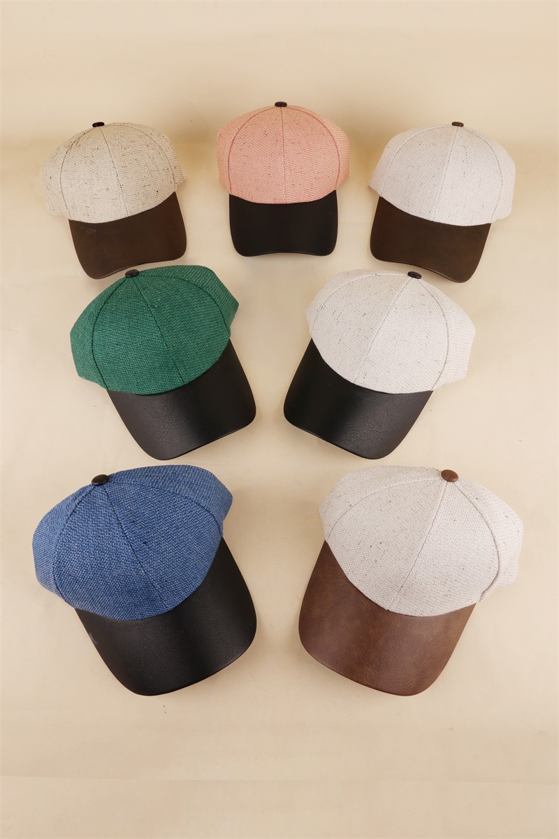 Vegan Leather Two Tone Hat
