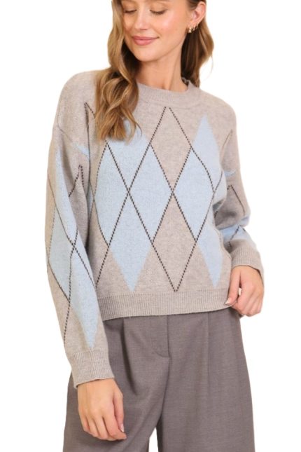 Classic Argyle Knit Sweater
