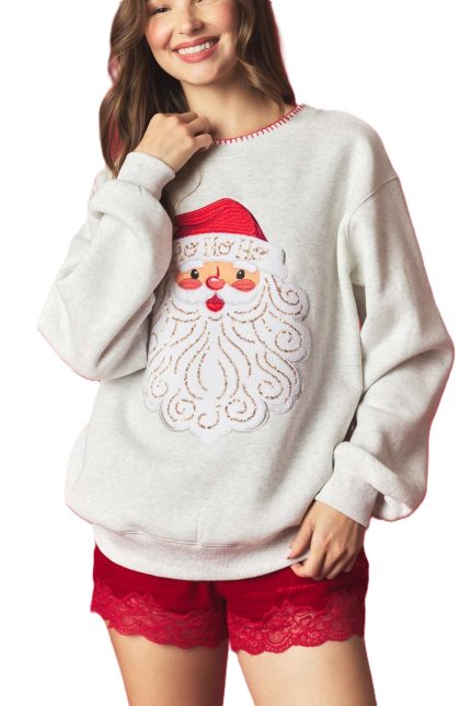 Santa Fur Embo Detailed French Terry Sweatshirt
