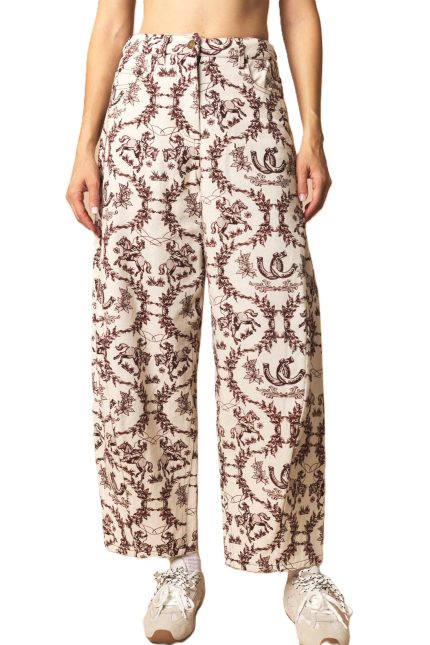 Western Printed Barrel Pants