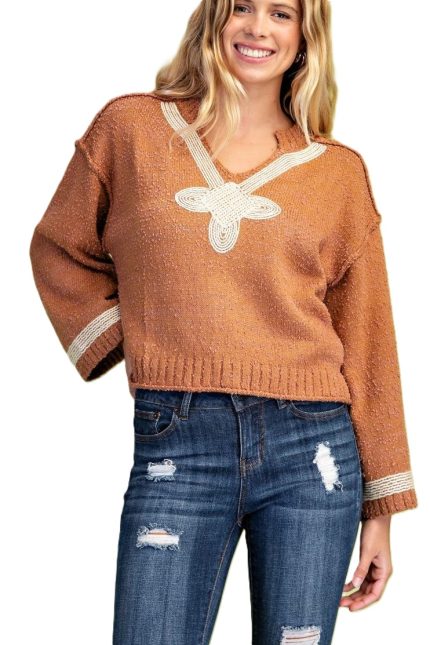 V-neck Novelty Knit Sweater