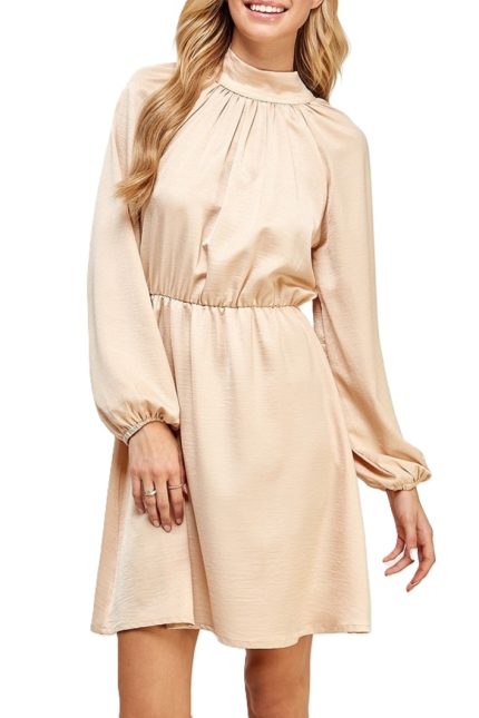 Solid High Neck Dress