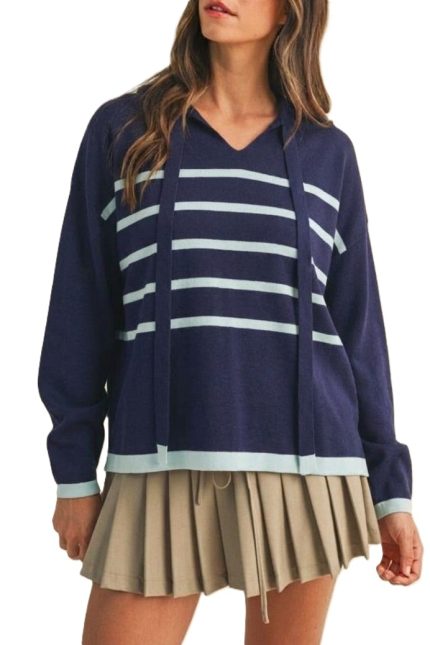 Stripe Oversized Soft Sweater Hoodie