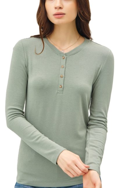 Ultra Soft Basic Longleeve Henley Top