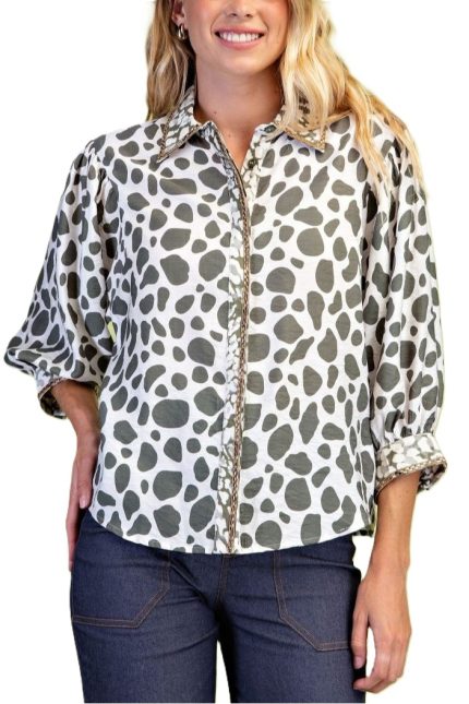Mixed Print Button Down Shirt