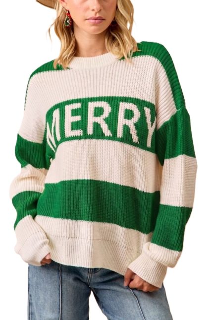 Christmas Merry Lettering Sweater Top