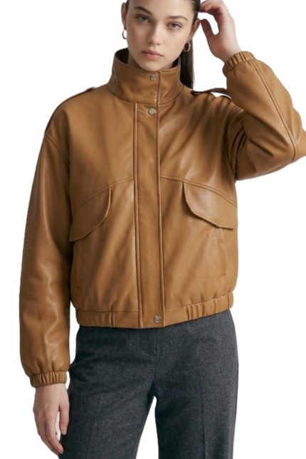 Faux Leather Bomber Jacket
