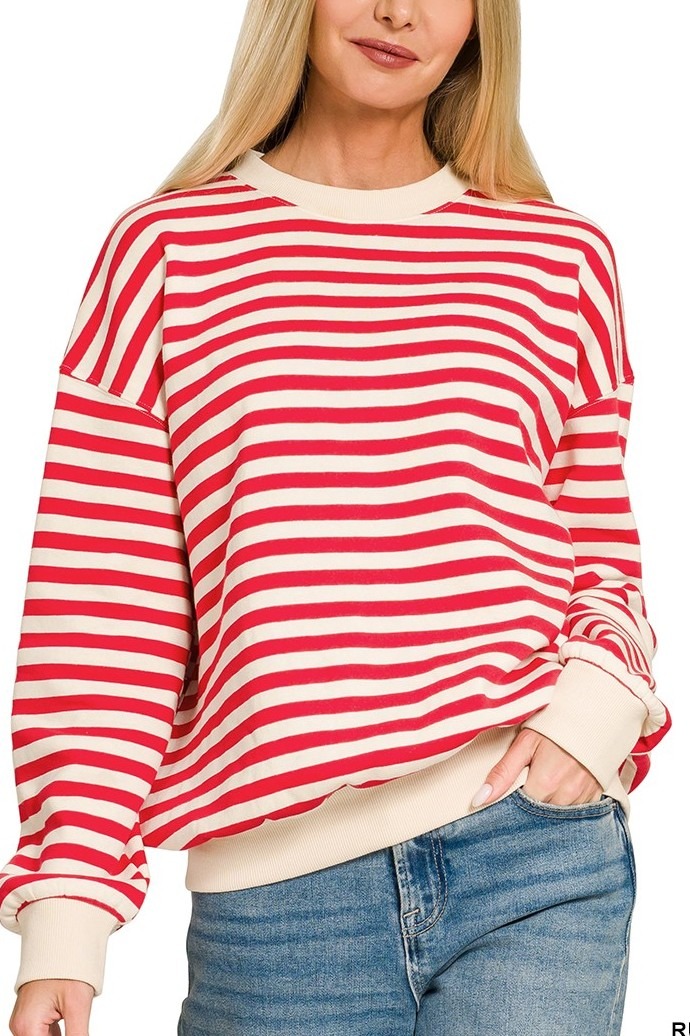 Premium Yarn Dyed Striped Fleece Oversized Sweatshirts