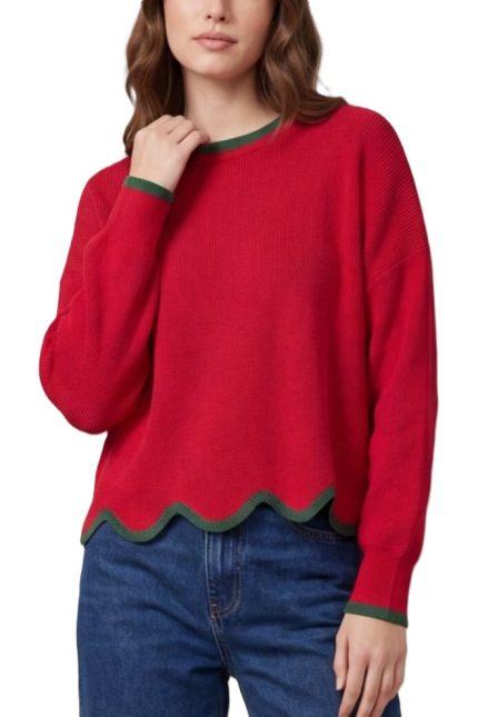 Scallop Hem Sweater Top