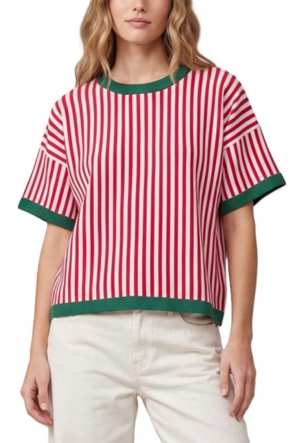 Short Striped Sweater Top