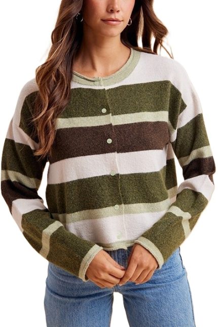 Soft Brushed Multi Stripe Cardigan